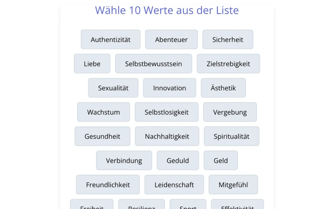 Werte-Tool – Was ist dir wichtig im Leben?